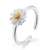 Anillo de flor de margarita DZ transfronterizo para mujer, nicho, dulce y exquisito, anillo para el dedo índice, elegante, simple, lujo ligero, accesorio versátil