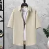 Camisa de Manga Curta Estilo Jovem de Hong Kong para Homens 2026, Nova Camisa Solta Tendência de Verão, Jaqueta com Gola Padre para Estudantes Atacado