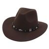 Otoño e invierno comercio exterior nuevo sombrero vaquero de ala deformada transfronterizo Europa Occidental y Estados Unidos viento ala doblada accesorios metálicos sombrero sombrero para hombre y mujer