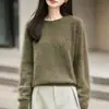 Suéter feminino de tricô escovado em lã de cashmere, nova coleção outono e inverno, prêt-à-porter de alta qualidade, gola redonda, mangas compridas, corte solto com ombros caídos, moderno