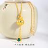 Tienda de oro Puzuo con colgante de collar de borla de calabaza esmaltada con arena dorada cadena dorada de melón llena de fértil clavícula