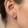 Bestseller transfronterizo: sencillos, exquisitos, compactos, circulares, circonita rosa de nicho, modernos, versátiles, pendientes de diseñador para mujer de alta gama