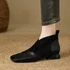 Zapatos retro versátiles de estilo francés para mujer, punta cuadrada, moda primavera/otoño, nuevo diseño de tacón grueso, zapatos de piel estampada, V2026