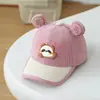 Chapéu de Outono e Inverno para Crianças de 3 Anos, Boné de Baseball com Orelhas de Urso Estilo Coreano, Veludo Cotelê, Boné de Baseball Unissex para Bebê, Transfronteiriço