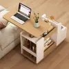 Mesa auxiliar giratoria multifuncional, mesa de café para espacios pequeños, carrito simple ajustable móvil estilo nórdico, mesa multifuncional para sala de estar