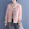 Nuevo abrigo de algodón bordado chino de invierno con cuello mao abotonado retro y cierre frontal, chaqueta de algodón estilo chino
