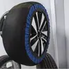 Cubierta de Neumático Antideslizante de Doble Textura Negra y Azul 3D Calcetines de Nieve Cadena de Tela Antideslizante para Nieve Invierno