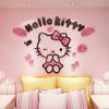 Pegatina de Pared de Gato Hellokitty Pegatina para Habitación de Niña Decoración de Dibujos Animados Estéreo 3D Habitación de Niños Dormitorio Mesita de Noche