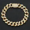 Nuevo estilo europeo y americano 12 mm cadena cubana cobre circonita microincrustada hip-hop moderno hombre personalizado callejero nicho pulsera