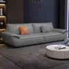 Sofá Minimalista Ecológico de Cuero Italiano Sala de Estar Estilo Crema Apartamento Pequeño Fila Recta Hogar Lujo Ligero Oficina de Alquiler