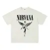 Camiseta de Manga Larga de la Banda Nirvana 2025 Estilo Europeo y Americano Vintage Retro Americano Lavada y Desgastada Camiseta de Manga Corta de Nirvana