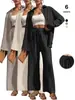 Conjunto de dos piezas para mujer de Amazon transfronterizo europeo y americano, cárdigan de color liso con botones, manga larga, pantalones de pierna ancha, traje casual de primavera y otoño, nuevo