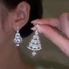 Brincos de Árvore de Natal Mais Vendidos Transfronteiriços Longrui para Mulheres Agulha de Prata 925 Brincos de Alta Qualidade com Brincos Versáteis Elegantes e Emagrecedores de Rosto
