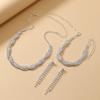 Joyería de fiesta de boda juego de tres piezas para mujer decorativo moda cadena garra diamante completo brillante banquete pulsera collar pendientes
