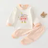 Conjunto de Bebé JQ Jingqi Primavera y Otoño Algodón Puro Ropa de Bebé Unisex Ropa para Casa Capa Base Ropa Interior Ropa y Pantalones de Otoño para Niños