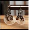Placa de Incienso Repelente de Mosquitos con Borlas de Hada Súper Pendientes de Clip para Oreja Verano Retro Étnico Ola Viento del Oeste Pendientes de Imitación de Plata Fotografía de Viajes Pendientes de Pluma