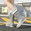Botas de Chuva Femininas Cano Médio Moda Roupa Exterior Impermeáveis Botas de Chuva Estilo Japonês Salto Baixo Peça Única Veludo Quente Antiderrapante Resistente ao Desgaste Sapatos de Água para Mulheres