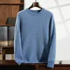 Camiseta Base Gruesa Holgada de Cachemir con Textura de Grano de Maíz Cuello Redondo Nueva para Otoño e Invierno 2026 para Hombres de Edad Media Uso Casual de Negocios