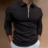 Camisa POLO de Manga Larga para Hombre Estampado Digital Top para Hombre Rayas Cremallera Exclusivo Transfronterizo de AliExpress Amazon