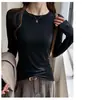 Basic round-neck long-sleeve base shirt, versatile for women, new spring and autumn style, solid color, slim fit, flattering and versatile top