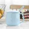 Taza de Cerámica Estilo Japonés Taza de Leche Vintage Taza de Cerámica Taza de Agua Taza de Café Mug con Tapa y Cuchara con LOGOTIPO Impreso