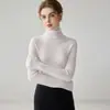 2026 Novo Suéter de Caxemira 100% Puro Outono Inverno Feminino Gola Alta Tricô Slim Fit Suéter Macio e Felpudo Conjunto de Camada Base