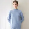 Suéter de cachemira de cuello medio alto, nuevo suéter de punto base para mujer otoño e invierno 2026, estilo elegante, color liso, suéter corto de punto