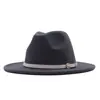 Sombrero de Sol para Exteriores Clásico Fieltro Fedora Ala Ancha Moda Sombrero Jazz con Hebilla de Cinturón