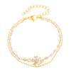 Pulseira retrô francesa de camada dupla feminina estilo ins europeu e americano pulseira empilhada pulseira antiga chinesa nova transfronteiriça atacado