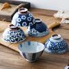 Tigela de sopa de cerâmica Meizhong importada japonesa tigela de arroz tigela de mesa única Tigela de macarrão de pernas altas japonesa tigela de sobremesa pequena tigela