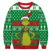 Sudadera con cuello redondo estampada con patrón de Halloween y Navidad, nueva, europea y americana, para mujer