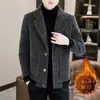 Traje Curto de Inverno Masculino Casaco de Lã 2025 Jaqueta Popular Masculina Top com Gola de Terno Espessa Acolchoado de Algodão