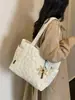 Moda de Invierno Casual Bordado de Estrellas Bolsa de Tela de Gran Capacidad para Mujer 2026 Nueva Bolso Tote Hombro Color Sólido Texturizado
