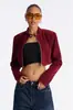 Jaqueta Curta de Camurça Sintética com Gola Alta, Venda Quente Transfronteiriça Europeia e Americana, Feminina, com Zíper, Slim Fit, Cropped, Jaqueta de Motociclista Retro, Top