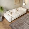 Sofá de Cuero Genuino Estilo Tofu Italiano para Sala de Estar, Moderno Minimalista de Tres Plazas Combinación Artística de Cuero Vacuno Flor Superior, Moderno Lujo Ligero