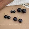 Pendientes Perfectos de Perla Negra Redonda para Mujer, Púa de Plata, Estilo Coreano Ins, Simples Retro, Gama Alta, Lujo Accesible, Pendientes Personalizados de Estilo Frío