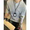 Camiseta Polo Blanca Americana con Cuello Henley Manga Larga para Hombre Otoño Sudadera con Capucha de Fondo Alto con Camiseta Interior