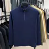 Camiseta de Manga Larga con Media Cremallera y Cuello Alto para Hombre, Estilo Cruzado, Nueva Colección Otoño e Invierno 2025, Sudadera Casual Versátil para Jóvenes y Adultos