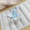 Anillo Abierto Serie Mariposa Goteo de Aceite Esmalte Azul Anillo Irregular de Lujo Ligero de Gama Alta de Nicho