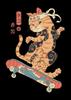 Pintura en Lienzo de Gato Samurái Japonés de Dibujos Animados Póster Arte de Pared Sala de Estar Pintura Decorativa Moderna