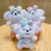 Saia Floral de Desenho Animado Brinquedo de Pelúcia Cachorrinho Pingente de Chaveiro Boneca Cachorrinho Fofa com Laço Pingente de Bolsa