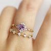 Sanjie transfronterizo hermoso retro hilo de cortina con forma de flor imitación amatista juego de anillos pequeño fresco para mujer juego de anillos de aspecto alto