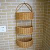 Cesta de Parede de Três Camadas Duas Camadas de Vime Imitação Trançado Cesta de Armazenamento de Gengibre e Alho para Cozinha Doméstica Cesta Suspensa para Utensílios de Cozinha para Convidados