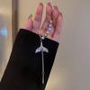 Cadena de Suéter de Cola de Pez con Circonita de Gama Alta para Mujer, Sentido de Gama Alta, Larga, Atmosférica, Accesorios de Gama Alta, Collar para Suéter, Lujo Ligero, Nicho