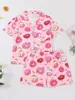 Tecido Antichama Transfronteiriço Estampa de Desenho Animado Fofa Casual Conjunto de Pijama de Manga Curta para Meninas Que Pode Ser Usado Fora de Casa como Roupa de Casa Infantil