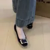 Zapatos planos de gamuza estilo francés con hebilla cuadrada, sin cordones, para mujer, nuevo modelo otoño 2026, negros, elegantes, planos, de suela blanda, para la noche