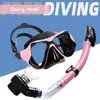 Equipamento Completo de Máscara de Mergulho para Adultos Snorkel Duplo Tesouro Impermeável Snorkel Totalmente Seco Semi-Seco Máscara para Miopia Óculos de Natação