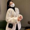 Casaco de cashmere branco para mulheres outono e inverno 2024 novo popular peludo estilo Chanel preguiçoso curto espessado