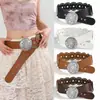 Cinturón Vaquero Occidental Transfronterizo Personalizado de Gama Alta con Remaches Redondos Empalmados Cinturón de Moda Retro Venta al por Mayor para Mujer