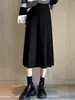 Saia de Maternidade Outono 2026 Novo Estilo Petite Comprimento Médio Reta Cintura Alta Suporte para Barriga Saia Longa Evasê Roupa de Outono